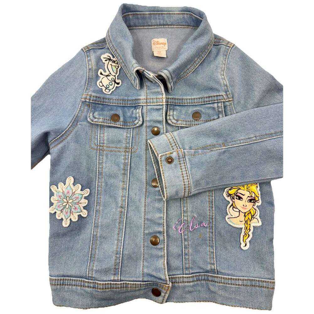 Tutu Couture Disney Frozen Elsa‎ Olaf Embroidered Denim Jacket Girls 5/6 EUC